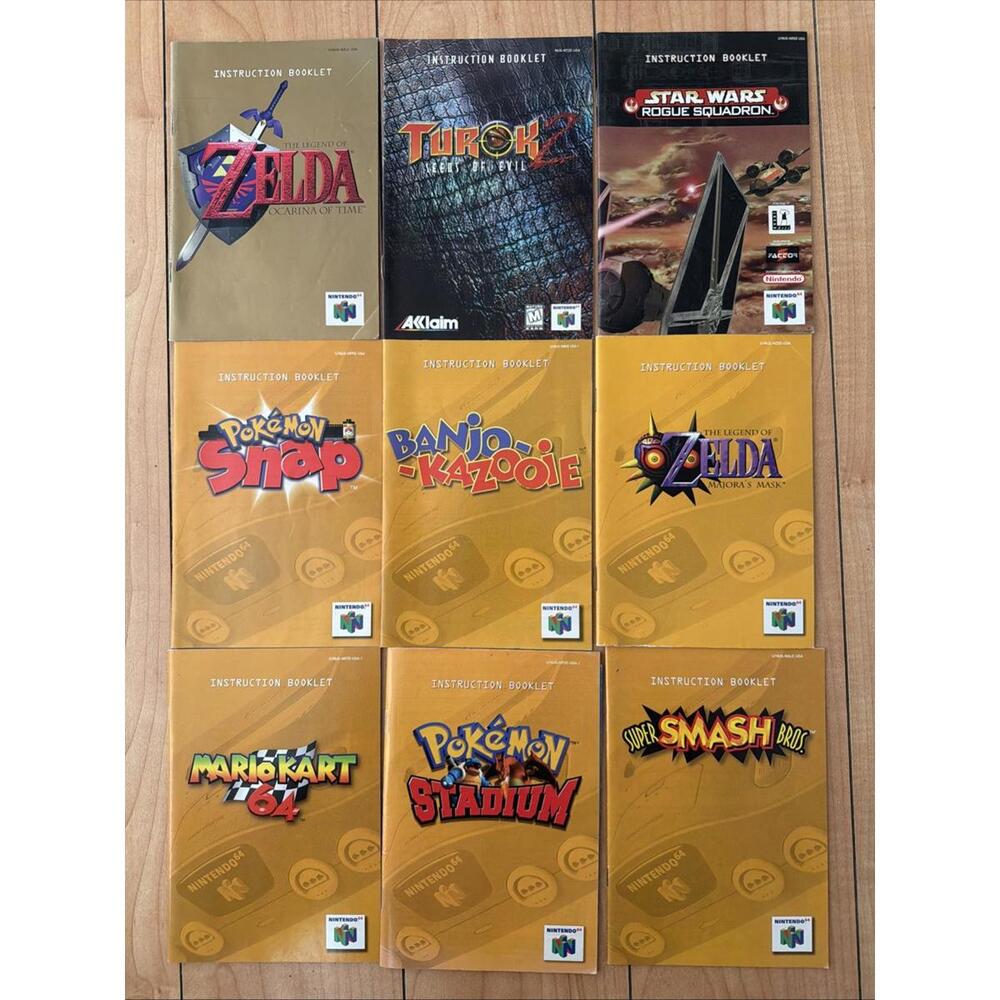 LOT Of 9 Best N64 MANUALS Zelda Mario 64 Pokémon Snap Stadium+++Nintendo 64